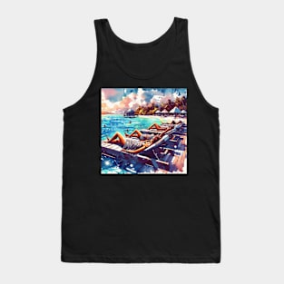 Artistic illustration of a beach scene Tank Top